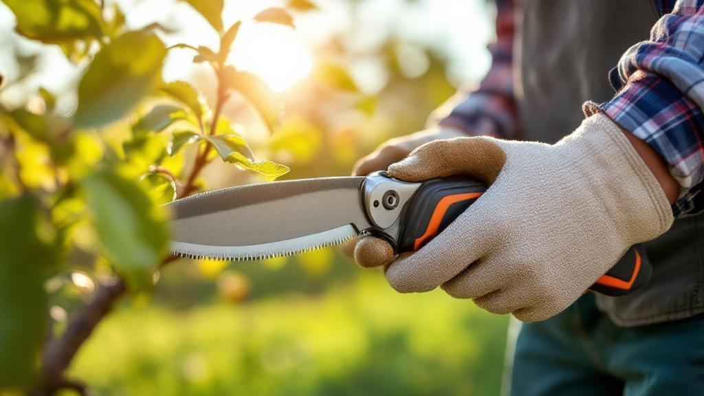 Gärtner beim Obstbaumschnitt