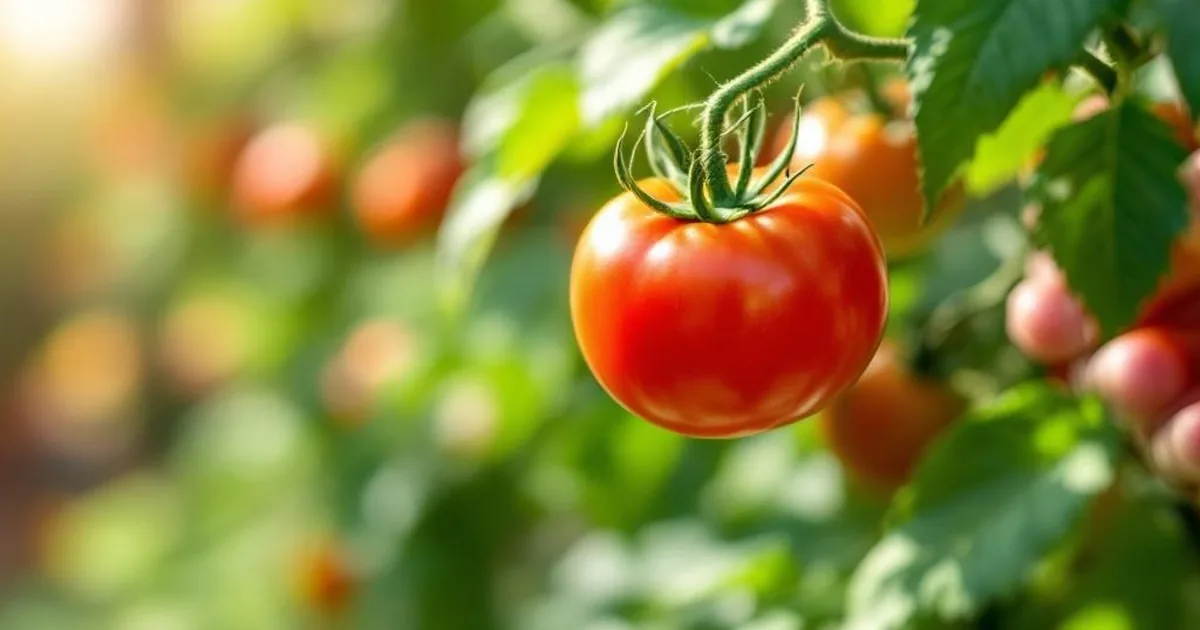 Eine Hand pflückt eine reife, rote Tomate vom Strauch